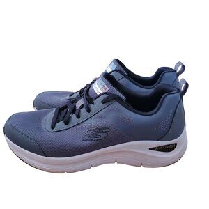 Skechers 10 Men's Arch Comfort Sneaker Athletic Shoes Lace-up Activewear Gray